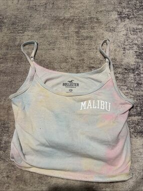 Hollister Pastel Tie-Dye Spaghetti Strap Crop Top - Light Blue Pink Yellow